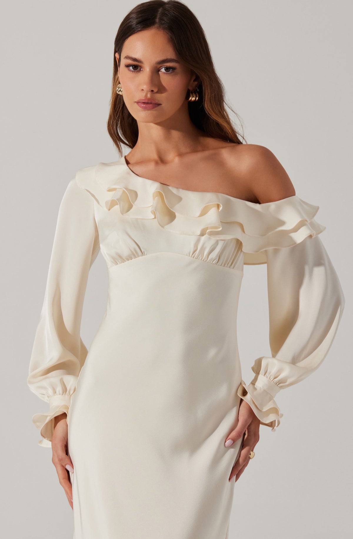 Coraline Off-Shoulder Satin Maxi Dress