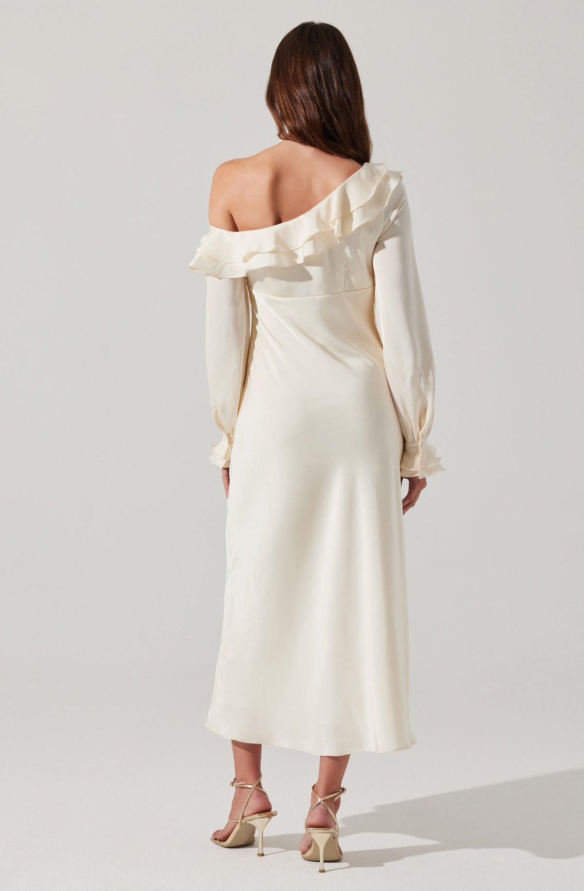 Coraline Off-Shoulder Satin Maxi Dress
