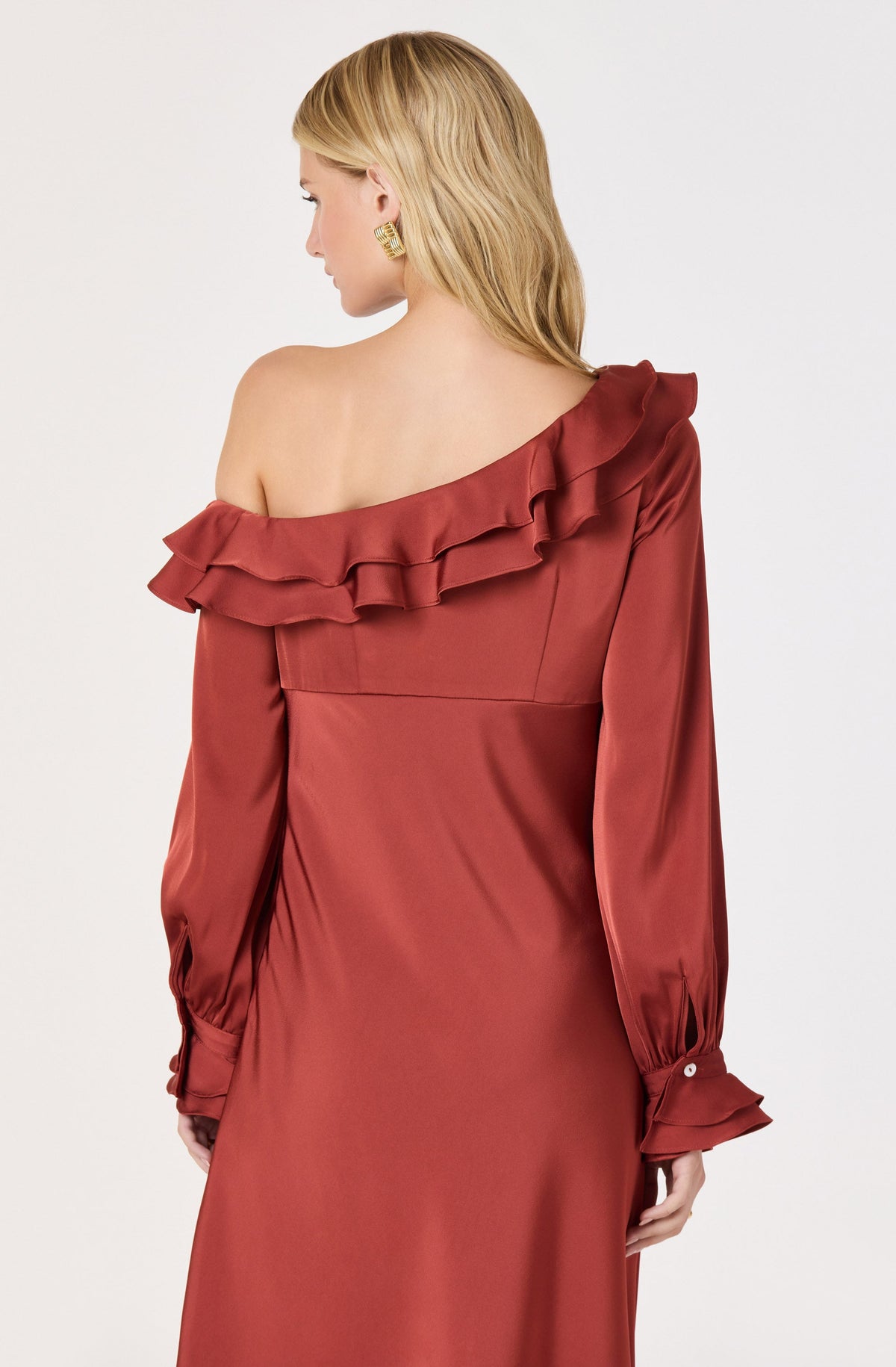 Coraline Off-Shoulder Satin Maxi Dress