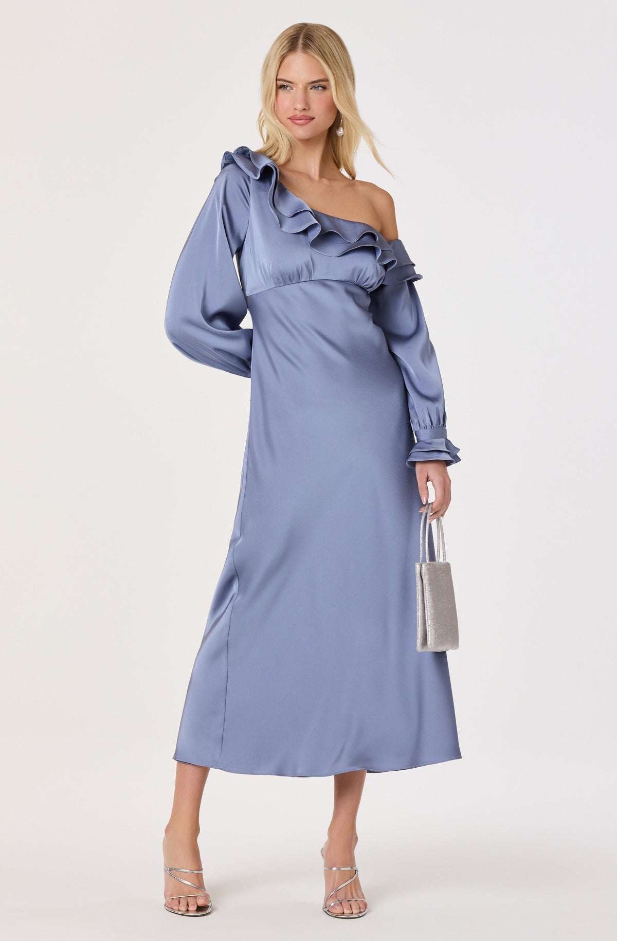 Coraline Off-Shoulder Satin Maxi Dress