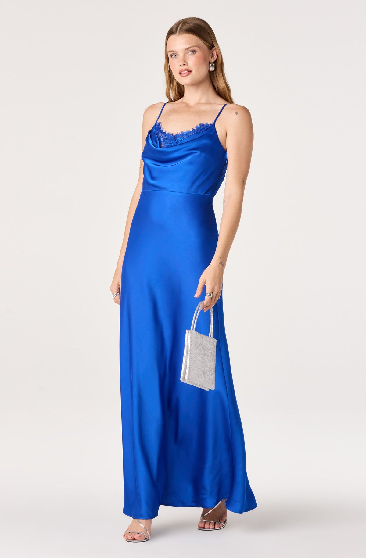 Annette Cowl Neck Satin Maxi Dress