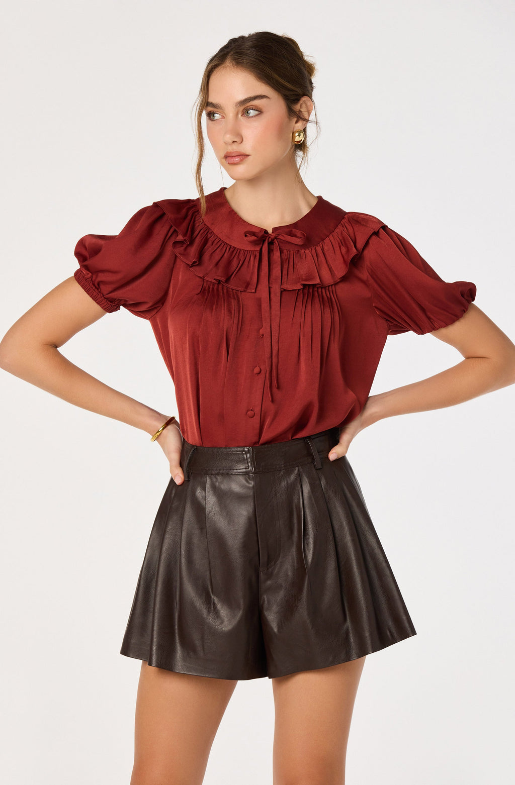 Zayne Ruffle-Collar Babydoll Blouse