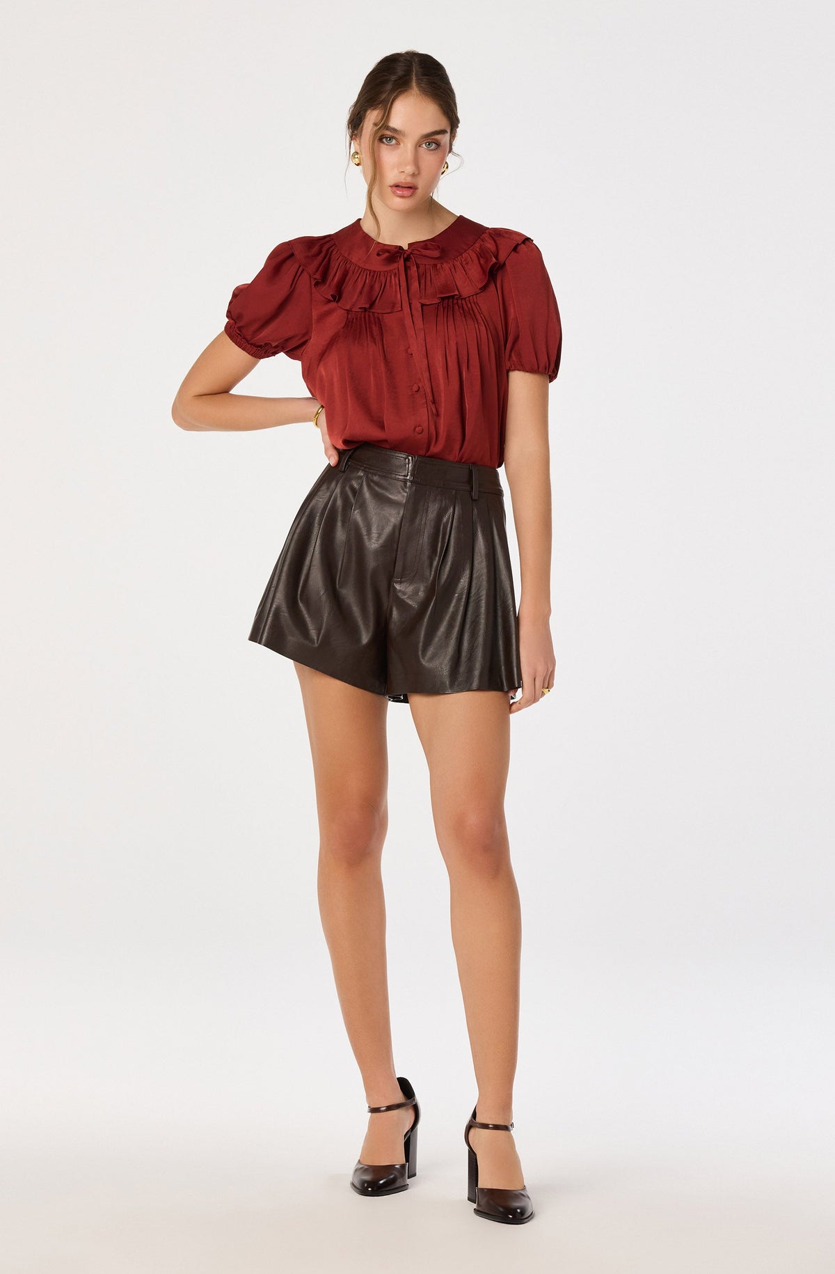 Zayne Ruffle-Collar Babydoll Blouse