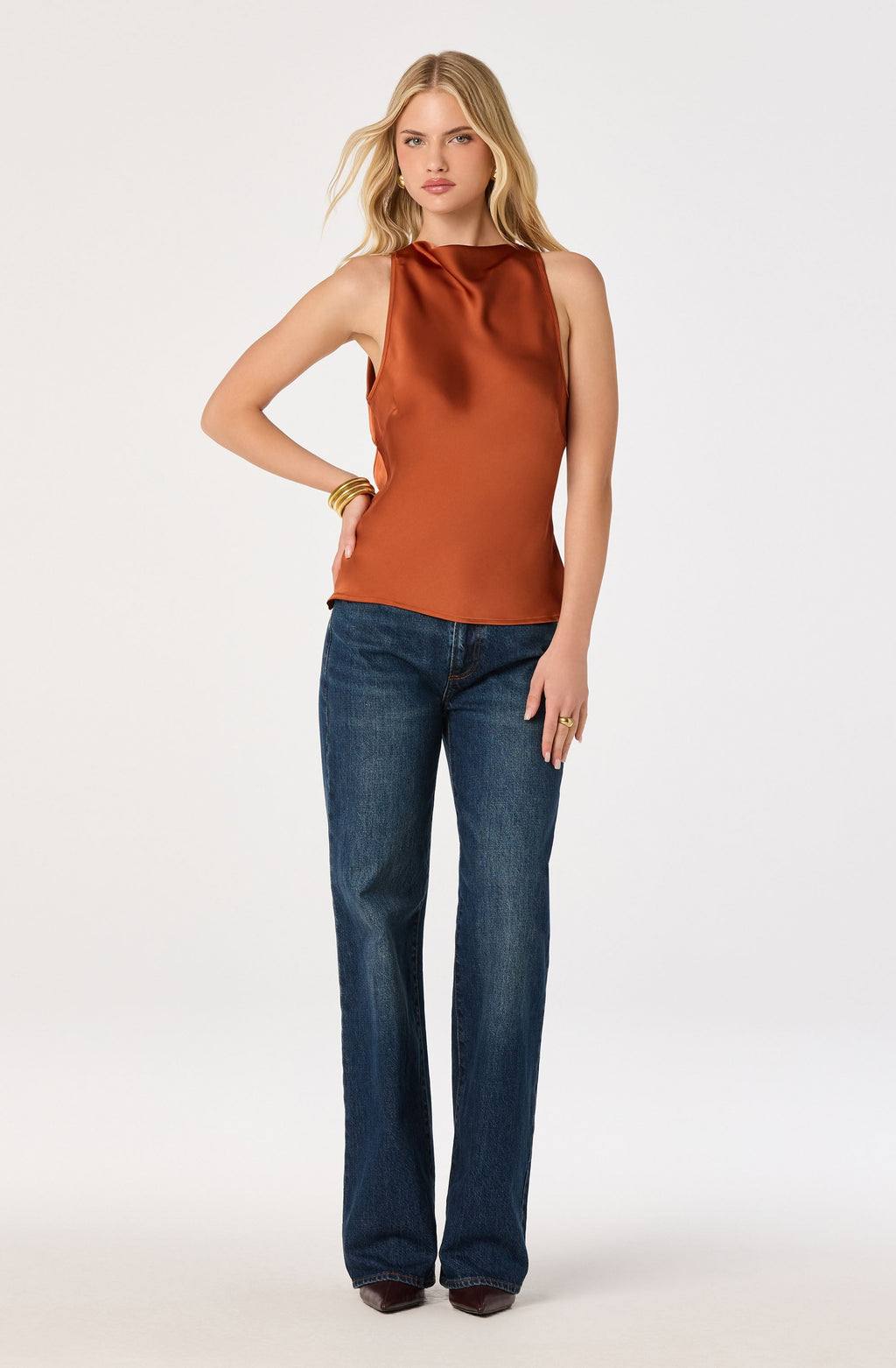 Shyann Cowl-Neck Halter Top