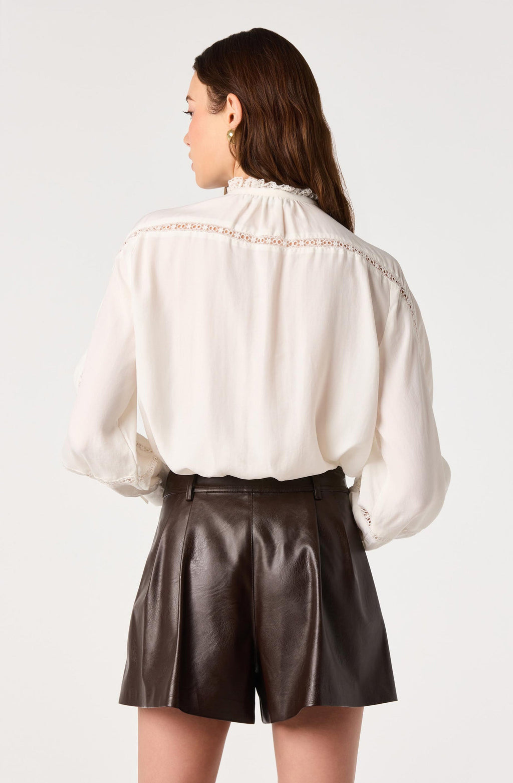 Edith Eyelet Lace-Trim Blouse