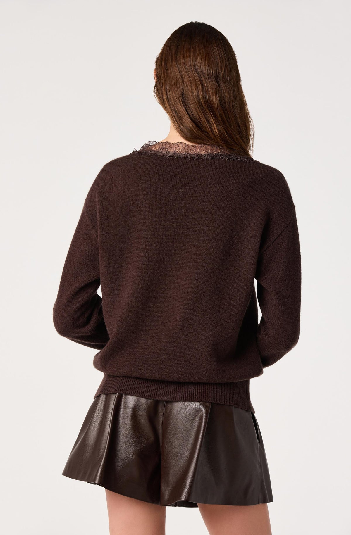 Jadyn Lace-Trim V-Neck Sweater