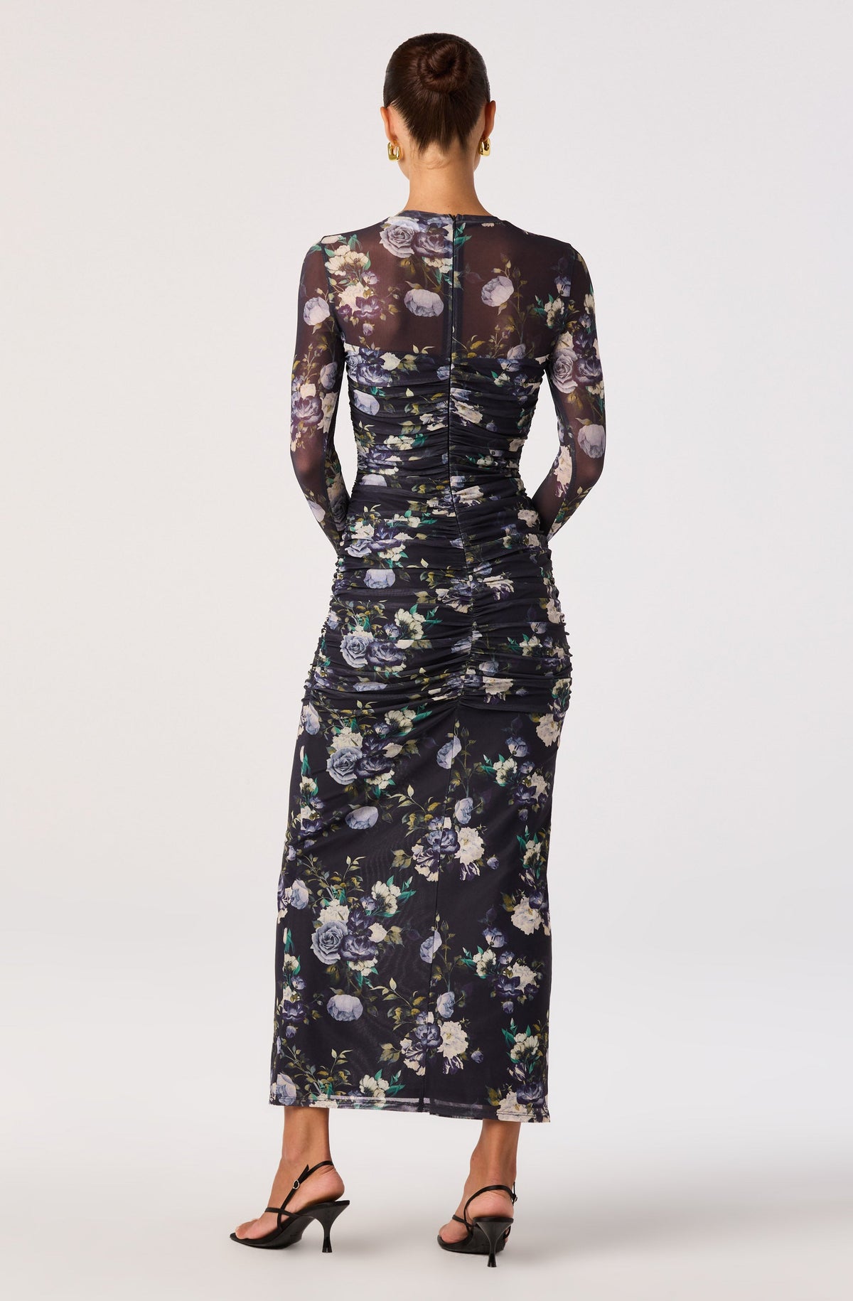 Mesh Ruched Maxi Dress