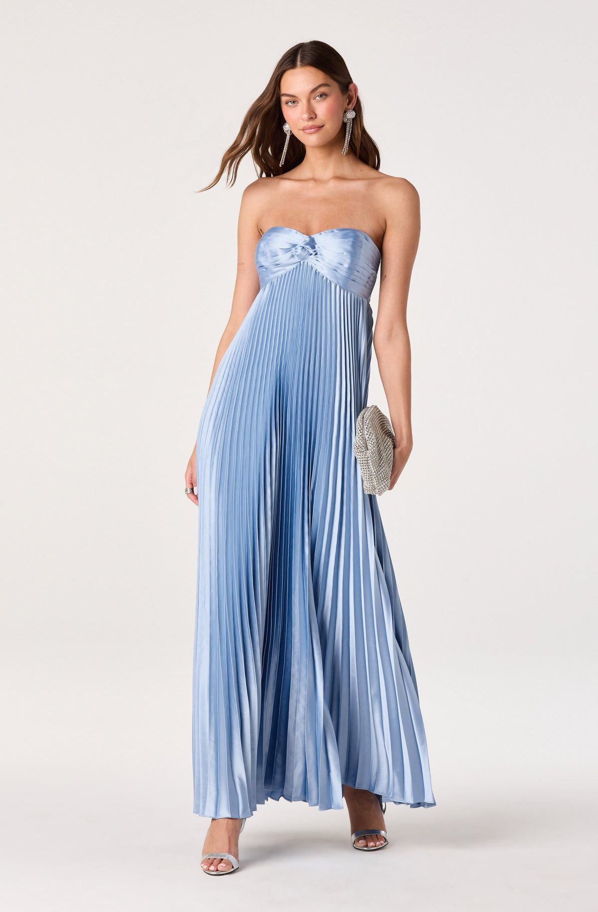 Cyrina Plissé Strapless Maxi Gown