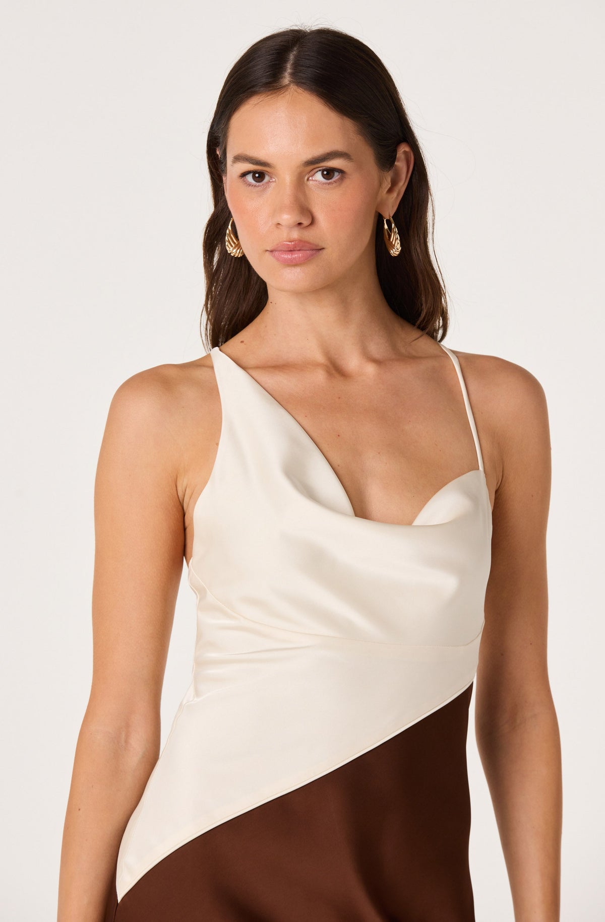 Amiyah Colorblock Cowl Neck Midi Dress