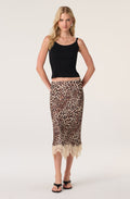 Eilinna Lace Hem Satin Midi Skirt