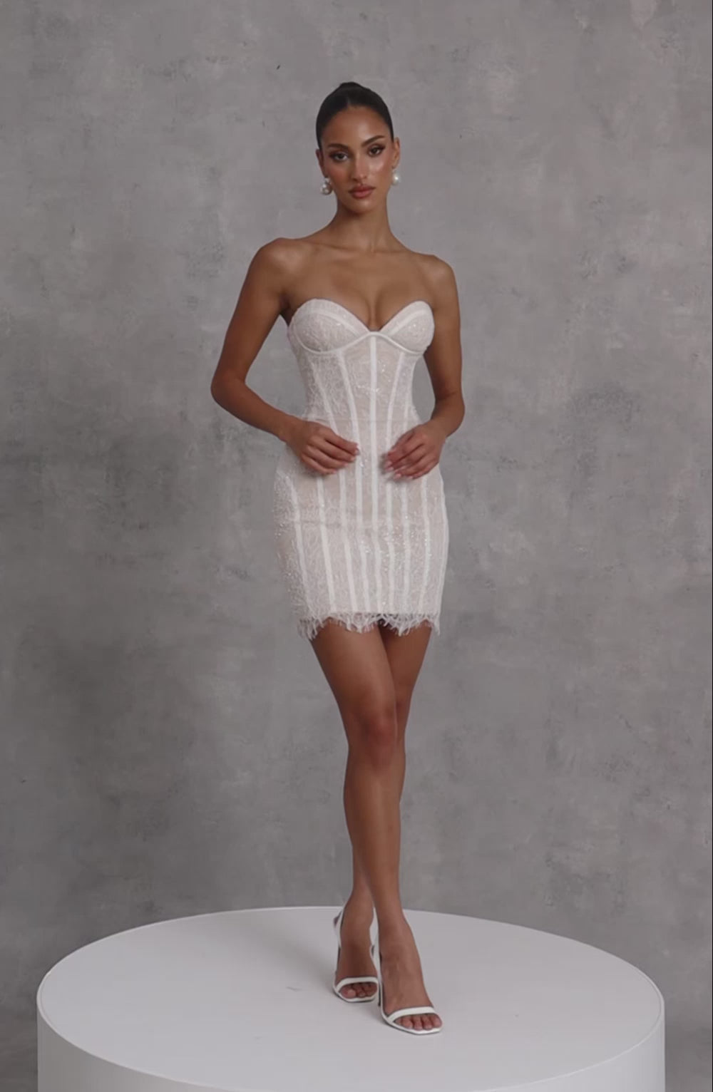 Sian Mini Dress - Ivory Embellishment